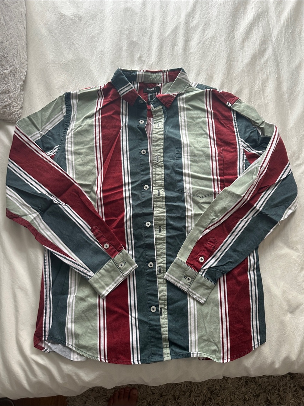 Men's Long-Sleeve Striped Button-Up Shirt